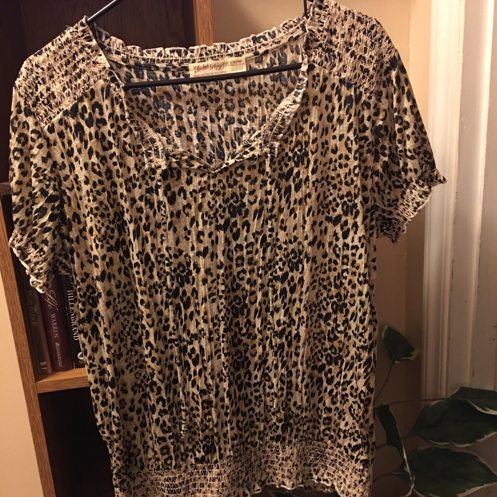 Leopard Print Blouse size Large